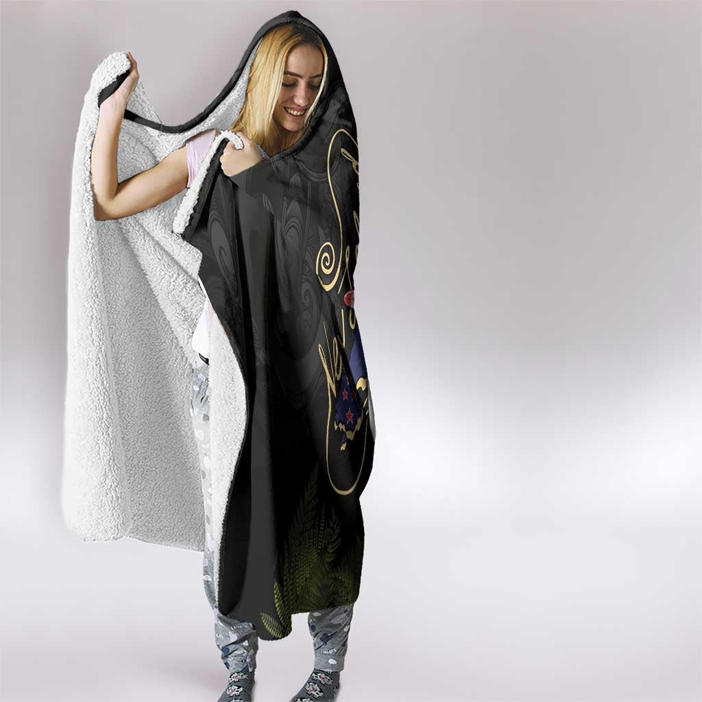 New Zealand Hoiho Hooded Blanket Maori Art Tattoo and Silver Fern