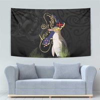 New Zealand Hoiho Tapestry Maori Art Tattoo and Silver Fern