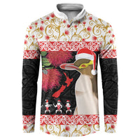 New Zealand Merry Christmas Button Sweatshirt Hoiho Xmas - Haka Dance and Pohutukawa