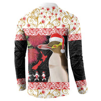 New Zealand Merry Christmas Button Sweatshirt Hoiho Xmas - Haka Dance and Pohutukawa