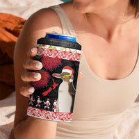 New Zealand Merry Christmas 4 in 1 Can Cooler Tumbler Hoiho Xmas - Haka Dance and Pohutukawa