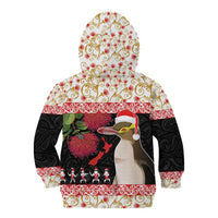 New Zealand Merry Christmas Kid Hoodie Hoiho Xmas - Haka Dance and Pohutukawa