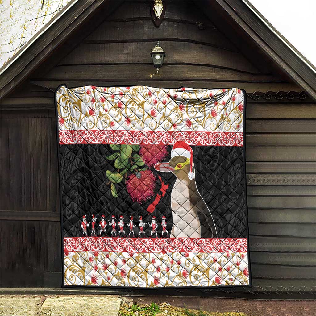 New Zealand Merry Christmas Quilt Hoiho Xmas - Haka Dance and Pohutukawa