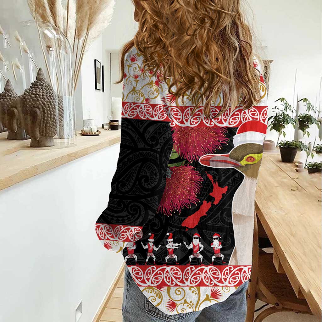 New Zealand Merry Christmas Women Casual Shirt Hoiho Xmas - Haka Dance and Pohutukawa
