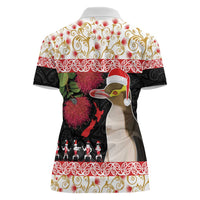 New Zealand Merry Christmas Women Polo Shirt Hoiho Xmas - Haka Dance and Pohutukawa