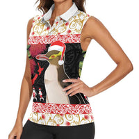 New Zealand Merry Christmas Women Sleeveless Polo Shirt Hoiho Xmas - Haka Dance and Pohutukawa