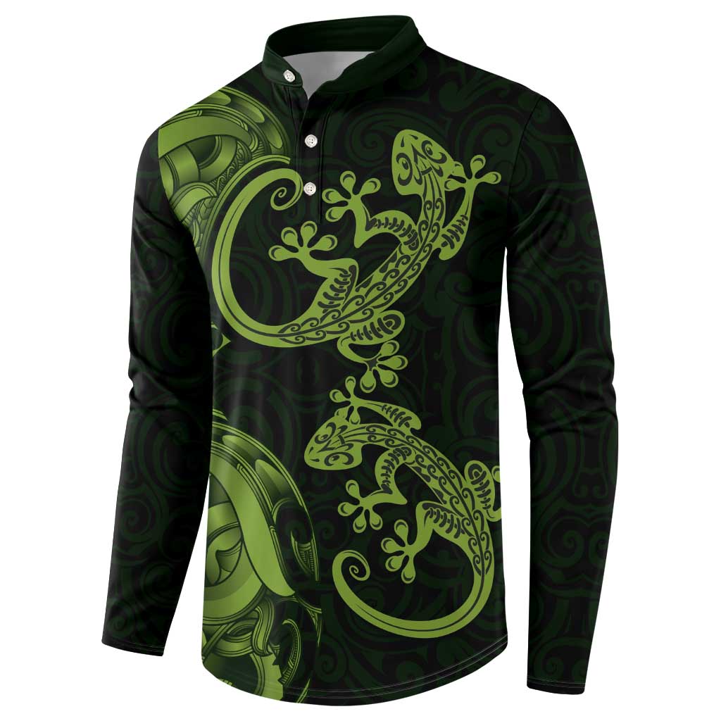 New Zealand Gecko Maori Art Tattoo Button Sweatshirt