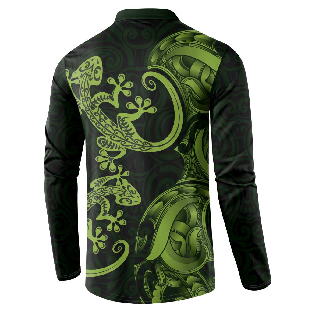 New Zealand Gecko Maori Art Tattoo Button Sweatshirt