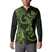 New Zealand Gecko Maori Art Tattoo Button Sweatshirt