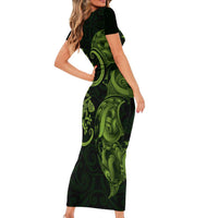 New Zealand Gecko Maori Art Tattoo Family Matching Short Sleeve Bodycon Dress and Hawaiian Shirt LT03 - Polynesian Pride