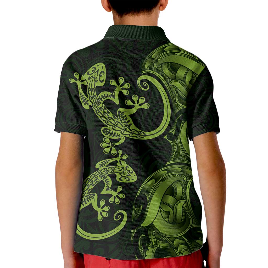New Zealand Gecko Maori Art Tattoo Kid Polo Shirt