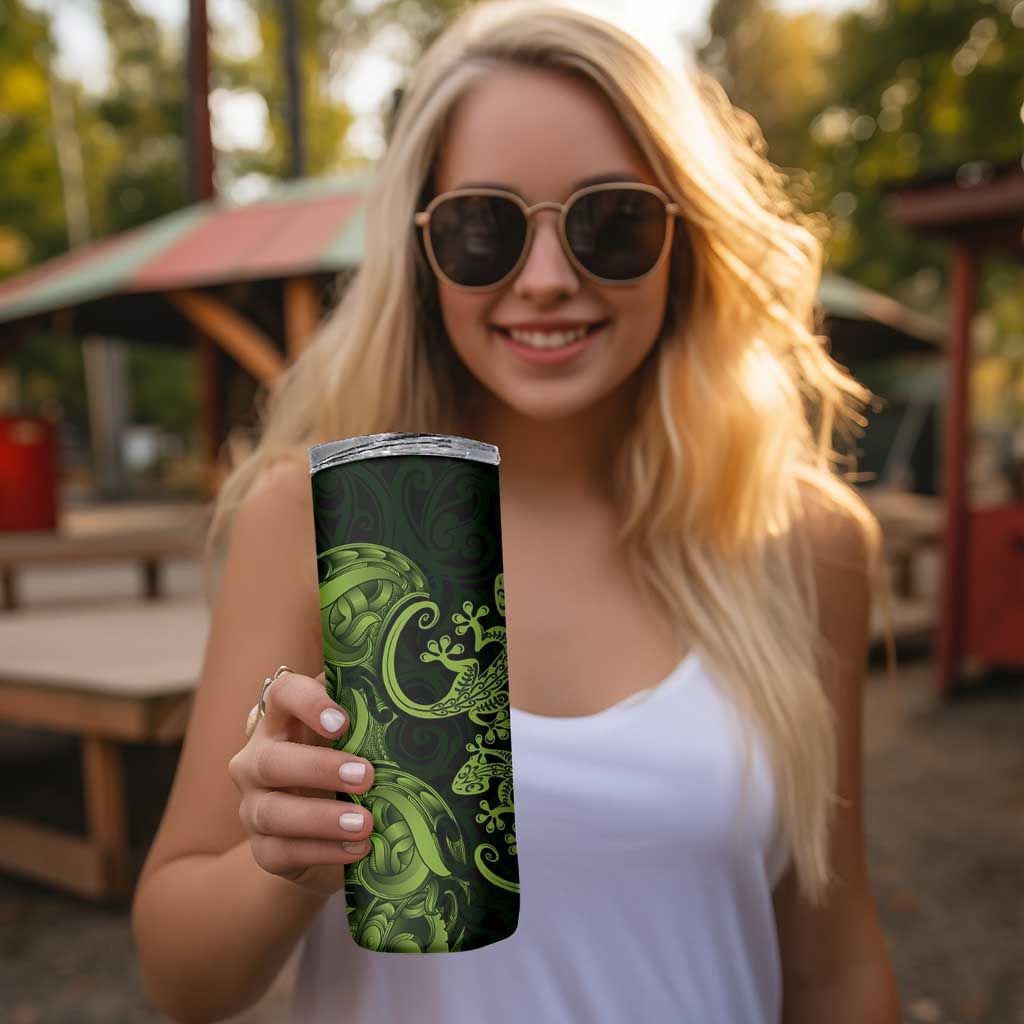 New Zealand Gecko Maori Art Tattoo Skinny Tumbler LT03 - Polynesian Pride