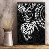 New Zealand Canvas Wall Art Stylized Kiwi Bird Tattoo Mix Koru Circle and Maori Ethnic Vibe LT03 - Polynesian Pride
