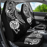 New Zealand Car Seat Cover Stylized Kiwi Bird Tattoo Mix Koru Circle and Maori Ethnic Vibe LT03 - Polynesian Pride