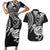 New Zealand Couples Matching Short Sleeve Bodycon Dress and Hawaiian Shirt Stylized Kiwi Bird Tattoo Mix Koru Circle and Maori Ethnic Vibe LT03 Black - Polynesian Pride