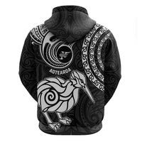New Zealand Hoodie Stylized Kiwi Bird Tattoo Mix Koru Circle and Maori Ethnic Vibe LT03 - Polynesian Pride