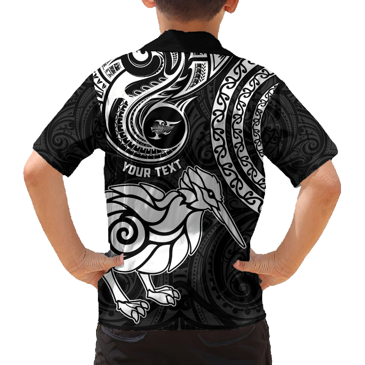 Personalised New Zealand Family Matching Puletasi Dress and Hawaiian Shirt Stylized Kiwi Bird Tattoo Mix Koru Circle and Maori Ethnic Vibe LT03 - Polynesian Pride
