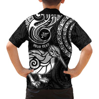 Personalised New Zealand Family Matching Puletasi Dress and Hawaiian Shirt Stylized Kiwi Bird Tattoo Mix Koru Circle and Maori Ethnic Vibe LT03 - Polynesian Pride