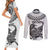 Custom New Zealand Couples Matching Short Sleeve Bodycon Dress and Long Sleeve Button Shirt Tui Bird and Koru Circle Mix Silver Fern Pattern LT03 - Polynesian Pride