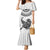 Custom New Zealand Family Matching Mermaid Dress and Hawaiian Shirt Tui Bird and Koru Circle Mix Silver Fern Pattern LT03 Mom's Dress White - Polynesian Pride