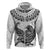 Custom New Zealand Hoodie Tui Bird and Koru Circle Mix Silver Fern Pattern LT03 Zip Hoodie White - Polynesian Pride