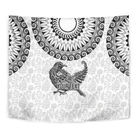 Custom New Zealand Tapestry Tui Bird and Koru Circle Mix Silver Fern Pattern LT03 - Polynesian Pride