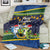 Funny Crocodile and Shark Solomon Islands Christmas Blanket with National Seal Melanesian Pattern