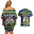 Funny Crocodile and Shark Solomon Islands Christmas Couples Matching Off Shoulder Short Dress and Hawaiian Shirt with National Seal Melanesian Pattern