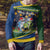 Solomon Islands Christmas Ugly Christmas Sweater Funny Xmas Crocodile and Shark with National Seal Melanesian Pattern