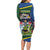 Funny Crocodile and Shark Solomon Islands Christmas Long Sleeve Bodycon Dress with National Seal Melanesian Pattern