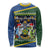 Funny Crocodile and Shark Solomon Islands Christmas Long Sleeve Shirt with National Seal Melanesian Pattern