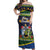 Funny Crocodile and Shark Solomon Islands Christmas Off Shoulder Maxi Dress with National Seal Melanesian Pattern