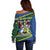 Funny Crocodile and Shark Solomon Islands Christmas Off Shoulder Sweater with National Seal Melanesian Pattern