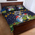 Funny Crocodile and Shark Solomon Islands Christmas Quilt Bed Set with National Seal Melanesian Pattern