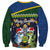 Funny Crocodile and Shark Solomon Islands Christmas Sweatshirt with National Seal Melanesian Pattern