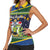 Funny Crocodile and Shark Solomon Islands Christmas Women Sleeveless Polo Shirt with National Seal Melanesian Pattern