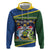 Funny Crocodile and Shark Solomon Islands Christmas Zip Hoodie with National Seal Melanesian Pattern