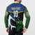 Custom Solomon Islands Rugby Button Sweatshirt Arty Shark and Crocodile Solomon Islands National Emblems