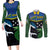 Custom Solomon Islands Rugby Couples Matching Long Sleeve Bodycon Dress and Long Sleeve Button Shirt Arty Shark and Crocodile Solomon Islands National Emblems