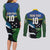 Custom Solomon Islands Rugby Couples Matching Long Sleeve Bodycon Dress and Long Sleeve Button Shirt Arty Shark and Crocodile Solomon Islands National Emblems