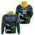 Custom Solomon Islands Rugby Hoodie Arty Shark and Crocodile Solomon Islands National Emblems