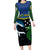 Custom Solomon Islands Rugby Long Sleeve Bodycon Dress Arty Shark and Crocodile Solomon Islands National Emblems