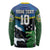 Custom Solomon Islands Rugby Long Sleeve Shirt Arty Shark and Crocodile Solomon Islands National Emblems