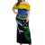 Custom Solomon Islands Rugby Off Shoulder Maxi Dress Arty Shark and Crocodile Solomon Islands National Emblems