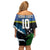 Custom Solomon Islands Rugby Off Shoulder Short Dress Arty Shark and Crocodile Solomon Islands National Emblems