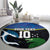 Custom Solomon Islands Rugby Round Carpet Arty Shark and Crocodile Solomon Islands National Emblems