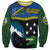 Custom Solomon Islands Rugby Sweatshirt Arty Shark and Crocodile Solomon Islands National Emblems