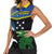 Custom Solomon Islands Rugby Women Sleeveless Polo Shirt Arty Shark and Crocodile Solomon Islands National Emblems