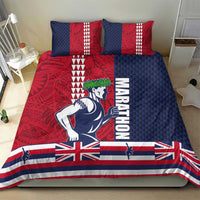 Honolulu Running 2024 Bedding Set Marathon Competition Hula Runner and Kakau Art Tattoo