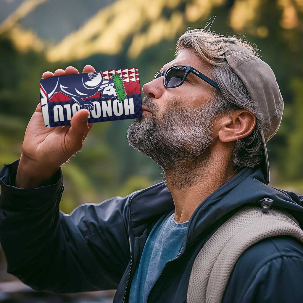 Honolulu Running 2024 4 in 1 Can Cooler Tumbler Marathon Competition Hula Runner and Kakau Art Tattoo